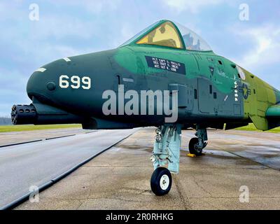 EIN US-AMERIKANISCHER Air Force A-10 Thunderbolt im National Museum of the United States Air Force am Luftwaffenstützpunkt Wright-Patterson, Ohio. Stockfoto