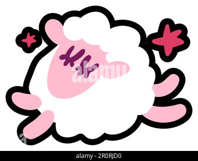 Süßes kleines Lamm, flache Vektordarstellung. Bezauberndes Schaf, prachtvolle Zeichentrickfigur. Lustiges Maskottchen Stock Vektor