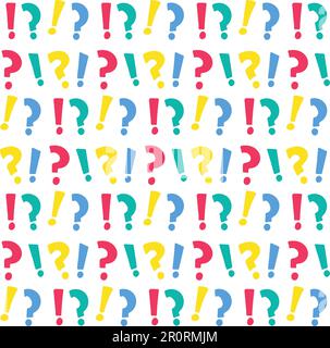 Frage- und Ausrufezeichen nahtloses Muster. FAQ, Hinweisschilder. Geschenkpapierdesign Stock Vektor