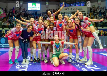 Monza, Italien. 09. Mai 2023. Exultation der Spieler von Vero Volley Milano Credit: Unabhängige Fotoagentur/Alamy Live News Stockfoto