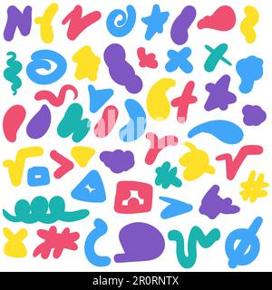 Handgezeichnetes Set mit Farbpinseln. Kollektion mit Farbschmierstoffen. Abstrakte nahtlose Doodle-Texturen Stock Vektor