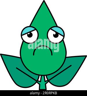 Baumblatt trauriges Emoticon dünnes Liniensymbol. Müde, erschöpftes Gesicht, düster, grievöse botanische Emoji Stock Vektor