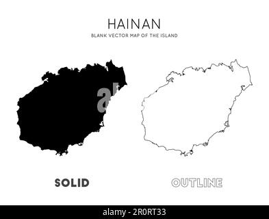 Hainan Karte. Leere Vektorkarte der Insel. Borders of Hainan für Ihre Infografik. Vektorabbildung. Stock Vektor