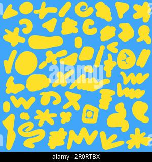 Handgezeichnetes Set mit Farbpinseln. Kollektion mit Farbschmierstoffen. Abstrakte nahtlose Doodle-Texturen Stock Vektor