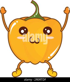 Isolierter süßer Pfeffergemüse-Charaktervektor Stock Vektor