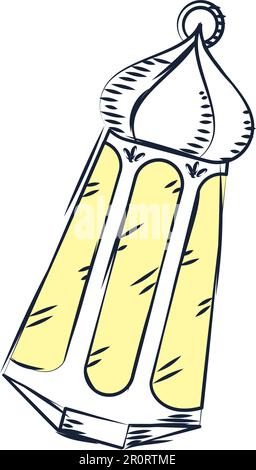 Isolierte farbige arabische Lampe, Skizzensymbol Vektor Stock Vektor