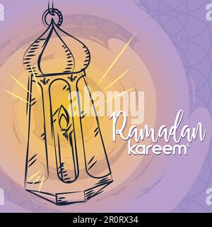 Skizze eines arabischen lampenfarbenen Ramadan-Kareem-Vektors Stock Vektor