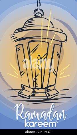 Skizze eines arabischen lampenfarbenen Ramadan-Kareem-Vektors Stock Vektor
