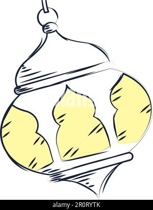 Isolierte farbige arabische Lampe, Skizzensymbol Vektor Stock Vektor