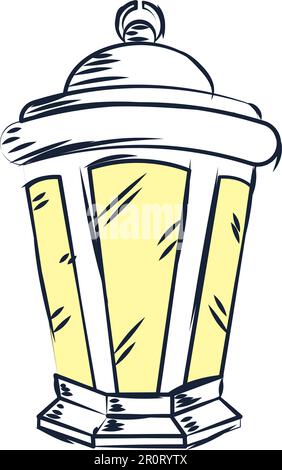 Isolierte farbige arabische Lampe, Skizzensymbol Vektor Stock Vektor