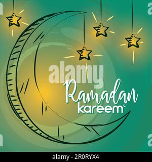 Isolierter arabischer Mond mit Sternformen, farbenfroher Ramadan-Kareem-Vektor Stock Vektor