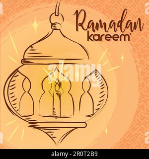 Skizze eines arabischen lampenfarbenen Ramadan-Kareem-Vektors Stock Vektor