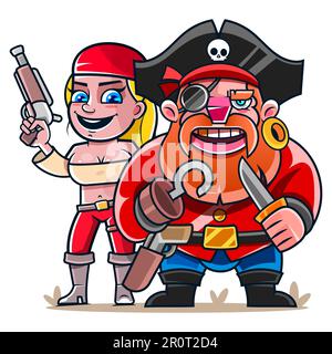Illustration des sprechenden Piratenpapagei, isolierte Illustration. Stock Vektor