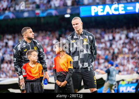 Erling Haaland (Manchester City) und Kyle Walker (Manchester City) während des Fußballspiels zwischen&#XA;Real Madrid und Manchester City gültig für Stockfoto