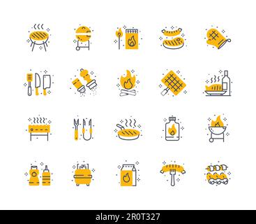 Farbsatz für Grillsymbole Stock Vektor