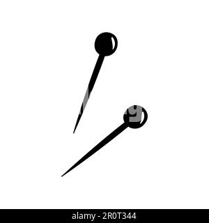 Zwei Nähstifte. Handgezeichnete Skizzensymbole von Integrationselementen. Nadelarbeit-Konzept. Vektorgrafik im Kritzelstil. Stock Vektor