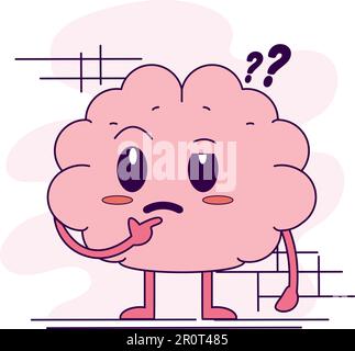 Isolierter süßer Zweifler-Gehirn-Cartoon-Charakter-Vektor Stock Vektor