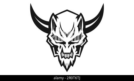 Ein unheimliches dämonisches Gesicht. Böser Teufel. Vektorsymbol, Logo isoliert auf weißem Hintergrund. Stock Vektor