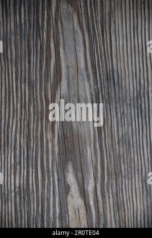 Nahaufnahme der verwitterten Kiefernwand Stockfoto
