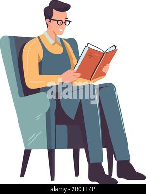 Erfolgreicher Geschäftsmann liest Buch, gewinnt Fachkenntnisse isoliert Stock Vektor