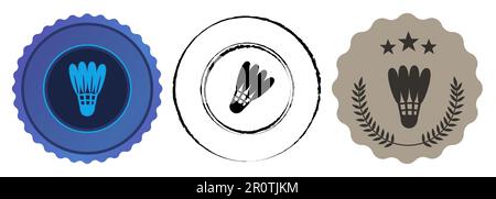Badminton Shuttelecock Game Sportmedaillengewinner Bronze Abzeichen kreisförmig Stock Vektor
