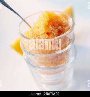 Melone und pineau des charentes granita Stockfoto