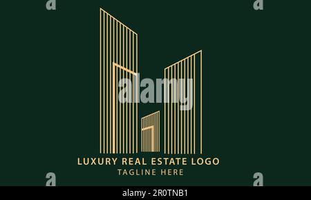 „Line Art Luxury“-Logo-Design. Echtes Luxus-Symbol-Design. Stock Vektor