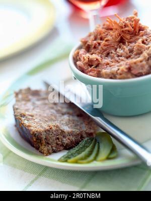 Scheibe pâté und Topffleisch Stockfoto