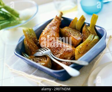 putenschenkel mit Confit-Fenchel Stockfoto