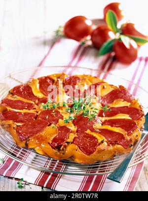 Tomaten und Ziegenkäse Käse-Tarte tatin Stockfoto