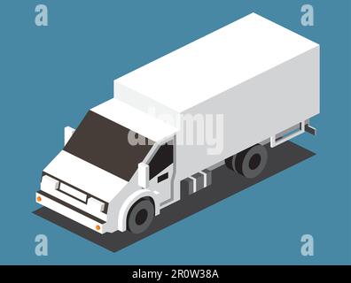 Isometrischer Frachtwaggon. Gewerblicher Transport. Logistik. 3D-Städteobjekt für Infografiken. Vektordarstellung. Auto für Beförderung und Lieferung von Waren. Stock Vektor