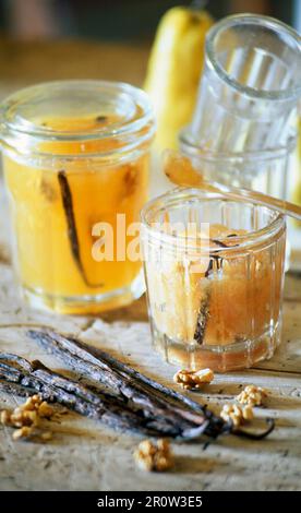 Birne und Vanille Marmelade Stockfoto