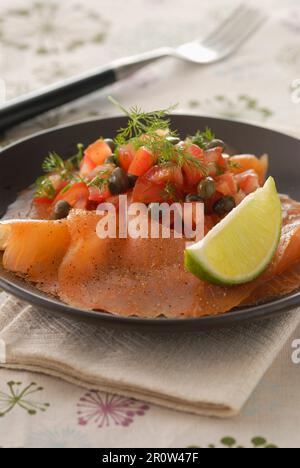 Lachs-Carpaccio Stockfoto