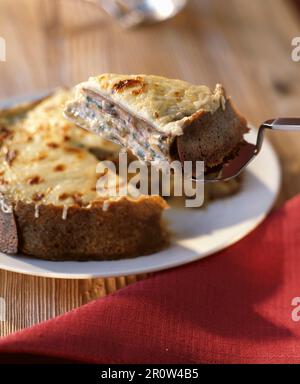 Pfannkuchen und Schinkenkuchen Stockfoto