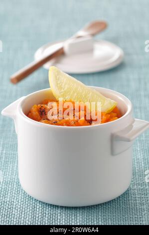 Gedünsteter Kürbis mit Zitronengeschmack Stockfoto