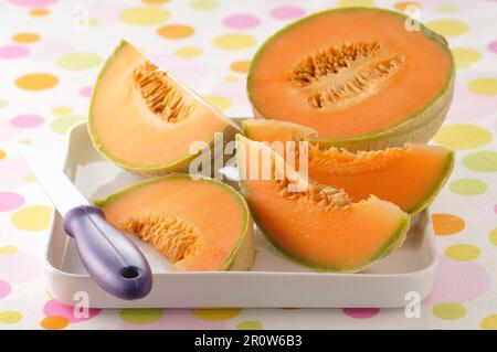 In Scheiben geschnittene Melone Stockfoto