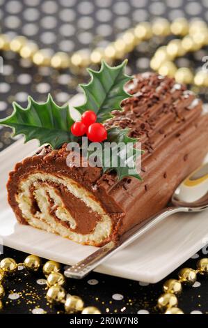 Weihnachten Schokolade Kuchen anmelden Stockfoto