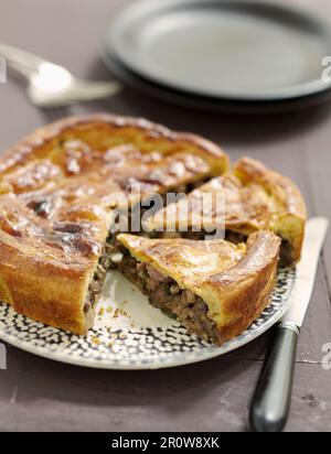 Angeschnittene Champignon-Pie Stockfoto