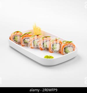 Teil der gegrillten philadelphia Sushi Brötchen Stockfoto