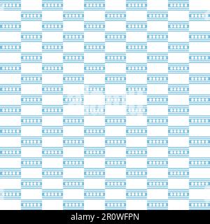 Modernes, nahtloses geometrisches Muster mit blauen und weißen Streifen und Punkten für Textildesign Stockfoto