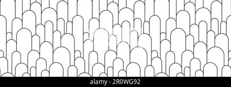 Boho Arch Nahtloses Muster. Geometrischer Art Deco-Hintergrund. Schwarzer Kreisbogen in linearer Form. Nahtlos abstraktes modernes geometrisches Muster Stock Vektor