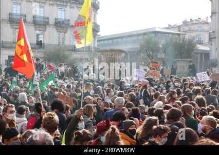 Öffentliche Demonstration: Jugendliche beim Streik in Frankreich Stockfoto