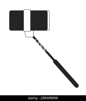 Handheld Selfie Stick mit flachem monochromen isolierten Vektorobjekt für Mobiltelefone Stock Vektor