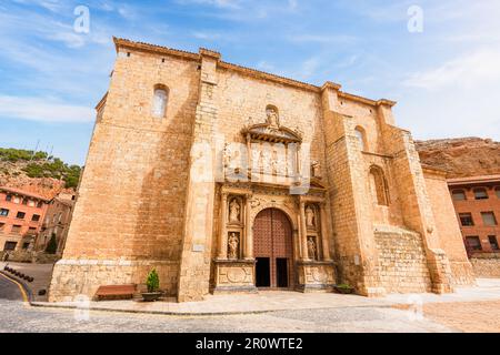 Außenansicht der Basilika Santa Maria in Daroca, Aragon, Spanien Stockfoto