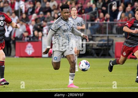 Toronto, Kanada. 09. Mai 2023. Romell Quioto #30 in Aktion während des kanadischen Meisterschaftsspiels zwischen dem FC Toronto und dem CF Montreal. Das Spiel endete 1-2 für CF Montreal. Kredit: SOPA Images Limited/Alamy Live News Stockfoto