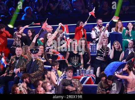 Zagreb, Kroatien. 09. Mai 2023. Alessandra aus Norwegen reagiert am 9. Mai 2023 während des Halbfinale 1 der Eurovision 2023 in der Liverpool Arena in Liverpool, England. Foto: Sanjin Strukic/PIXSELL Credit: Pixsell/Alamy Live News Stockfoto