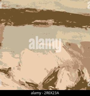 Vector Illustration Moderne Abstrakte Landschaftsmalerei - Beige Farben Sky Beach Sand Stock Vektor