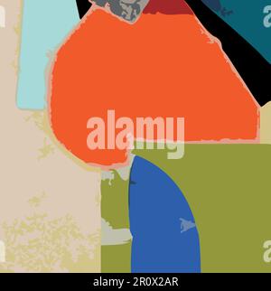 Vector Illustration Contemporary Abstract Art Painting Collage – Orange Rot Beige Lebendige, Lebendige Farben Stock Vektor
