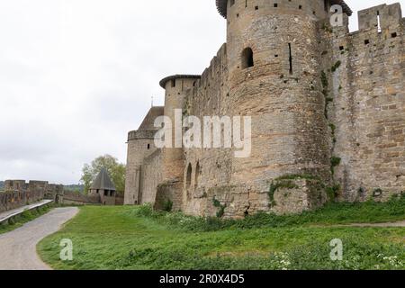 Mittelalterliche Burg und befestigte Stadt Carcassonne, Okzitanien, Frankreich Stockfoto