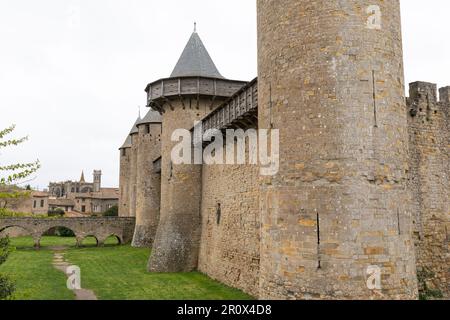Mittelalterliche Burg und befestigte Stadt Carcassonne, Okzitanien, Frankreich Stockfoto